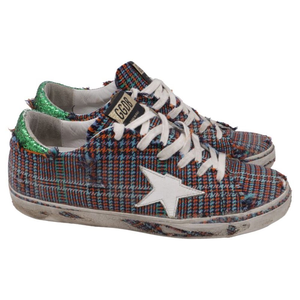 Golden Goose Checkered Sneakers in Multicolor Canvas